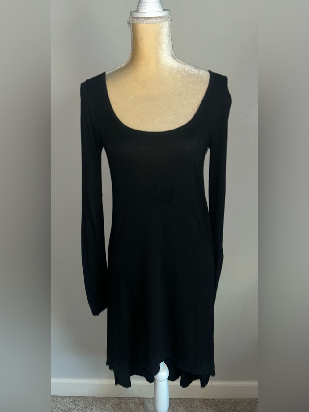 NEW Hard Tail High Low Black Long Sleeve Scoop Neck Dress Sz XS